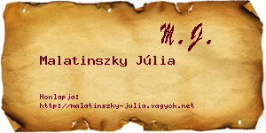 Malatinszky Júlia névjegykártya